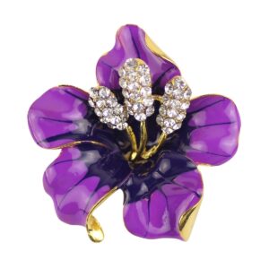 merdia brooch pin for women flowers brooch with created crystal | elegant brooches and pins for women | pearl brooches for women with flower pins | designer brooch collar pins for women, purple 29.8