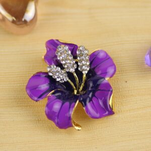 Merdia Brooch Pin for Women Flowers Brooch with Created Crystal | Elegant Brooches and Pins for women | Pearl Brooches for women with Flower Pins | Designer Brooch Collar Pins for women, Purple 29.8