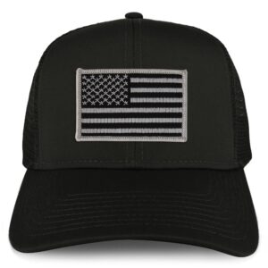 Armycrew XXL Oversize Black Grey USA Flag Patch Mesh Back Trucker Baseball Cap - Black