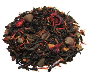 nelson's tea dark chocolate cherry - rich blend of pu-erh black tea, chocolate chips, wild cherry bark, dried cherries herbal loose leaf tea - 4oz