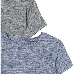 Amazon Essentials Women's Tech Stretch Short-Sleeve Crewneck T-Shirt (Available in Plus Size), Pack of 2, Black Heather/Navy Heather, Small