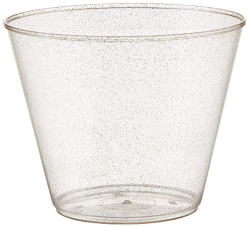 Oojami 100 count Gold Glitter 9 oz Party Cups Old Fashioned Tumblers