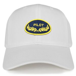 armycrew pilot oak leaf oval embroidered patch snapback baseball cap - white