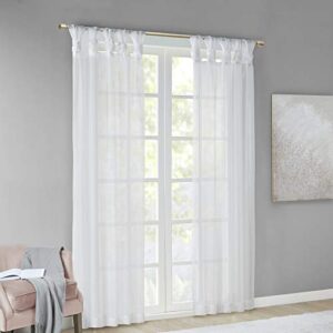 Madison Park Ceres DIY Twisted Tab Sheer Curtain, PAIR PANELS, Lightweight Window Treatment, Voile Privacy, Light Filtering Drape for Bedroom and Apartment, 50 in x 95 in, White 2 Piece