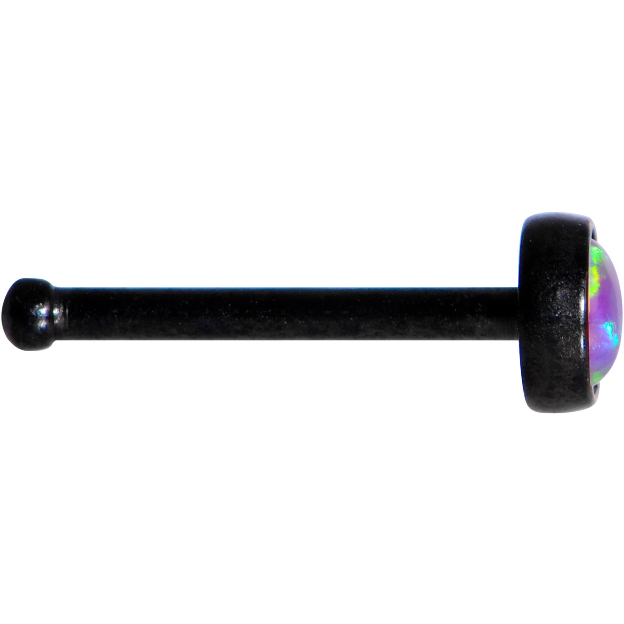 Body Candy Black Anodized Steel Purple 3mm Synthetic Opal Inlay Nose Stud Bone 20 Gauge 1/4"