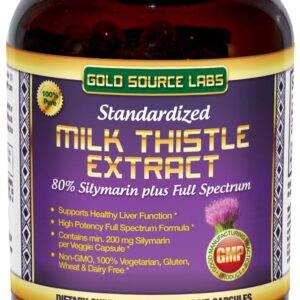 Organic Milk Thistle Capsules, 180 Caps, Pure Milk Thistle Powder Plus 80% Silymarin Extract Standardized Complex, 450 mg, Natural Liver Health Supplement, Immune Boost, Detox and Cleanse