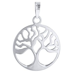 jewelry america solid 14k white gold simple round tree of life charm pendant