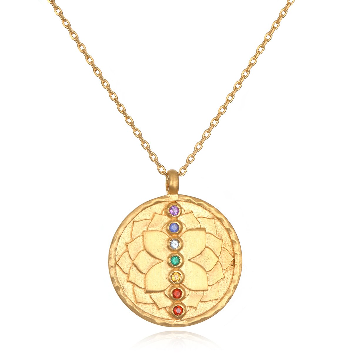 Satya Jewelry Multi Stone Chakra Pendant Necklace 18-Inch, One Size