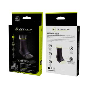 DonJoy Performance Knit Ankle Sleeve - Lightweight and Low-Profile Compression Ankle Sleeve Ideal for Mild Ankle Sprains, Strains, Inflammation, Arthritis, and Soreness - Large