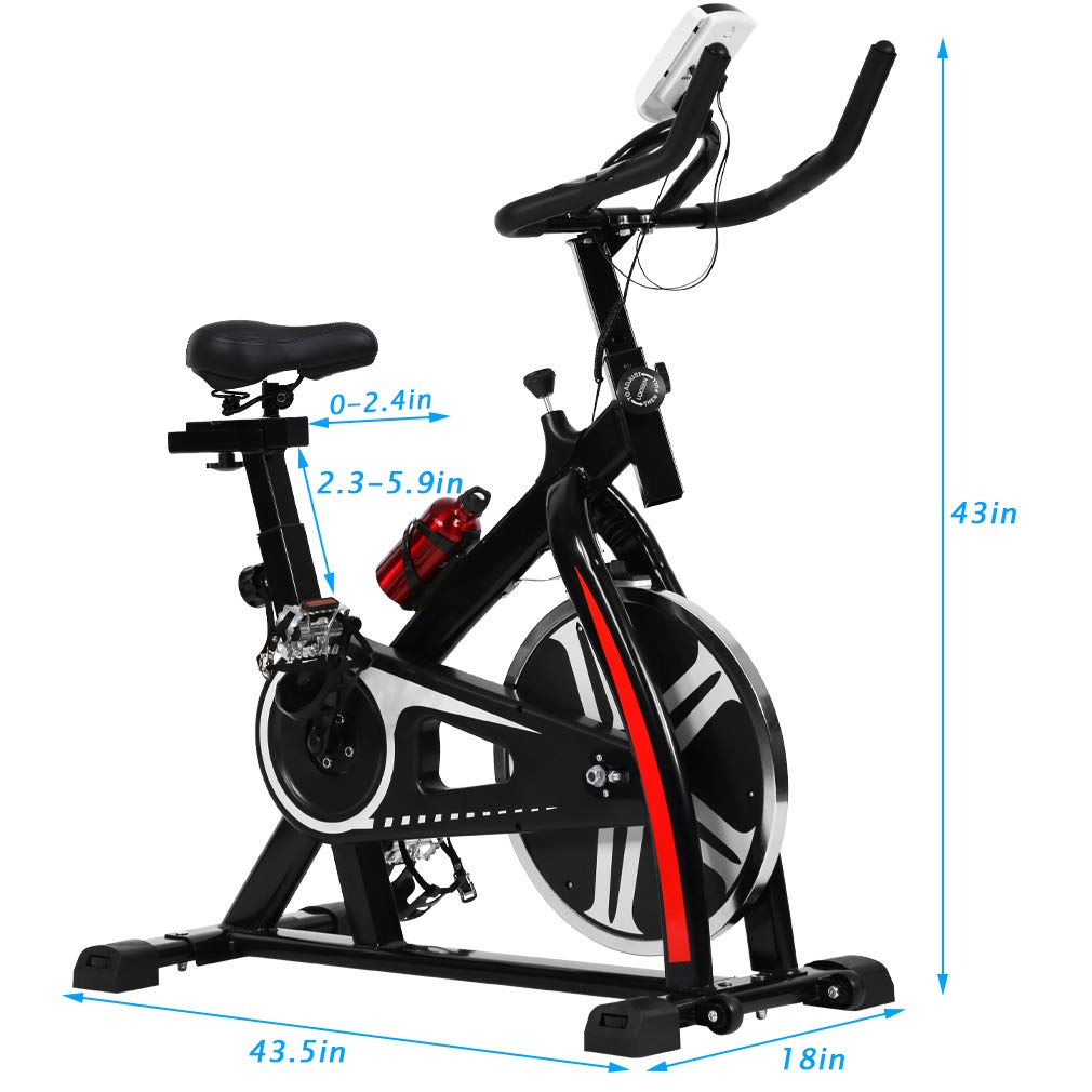 Cycling Bike Exercise Bike Indoor cycling bike Bicycle Cardio Fitness Cycle Trainer Heart Pulse w/LED Display Exercise Bikes Stationary Indoor (Black)