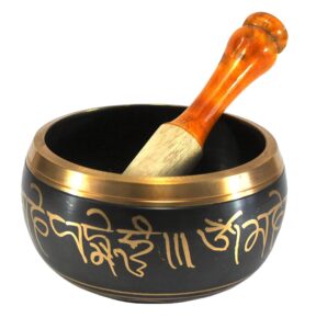 esplanade - 6 inches - singing bowl tibetan buddhist prayer instrument with striker stick | om bell | om bowl | meditation bowl | music therapy (black)