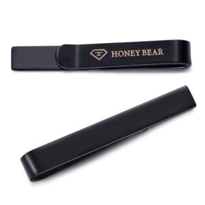 3pcs Honey Bear Mens Tie clip Set Tie Bar - Normal Size Stainless Steel For Business Wedding Gift,5.4cm