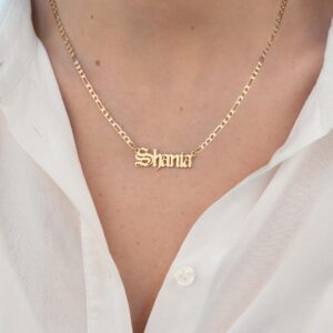 Beleco Custom Name Necklace 18k Gold/Rose Plated or Sterling Silver 925 - Personalized Name Necklace