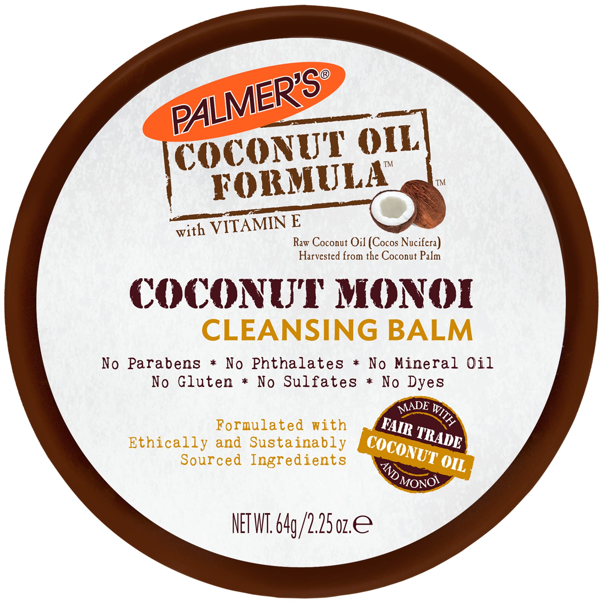 Palmer's Coconut Oil Formula, Coconut Monoi Facial Cleansing Balm and Makeup Remover, 2.25 Ounces