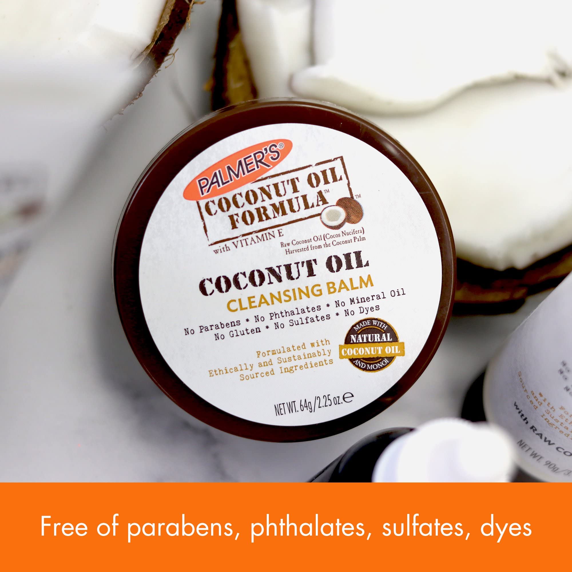 Palmer's Coconut Oil Formula, Coconut Monoi Facial Cleansing Balm and Makeup Remover, 2.25 Ounces