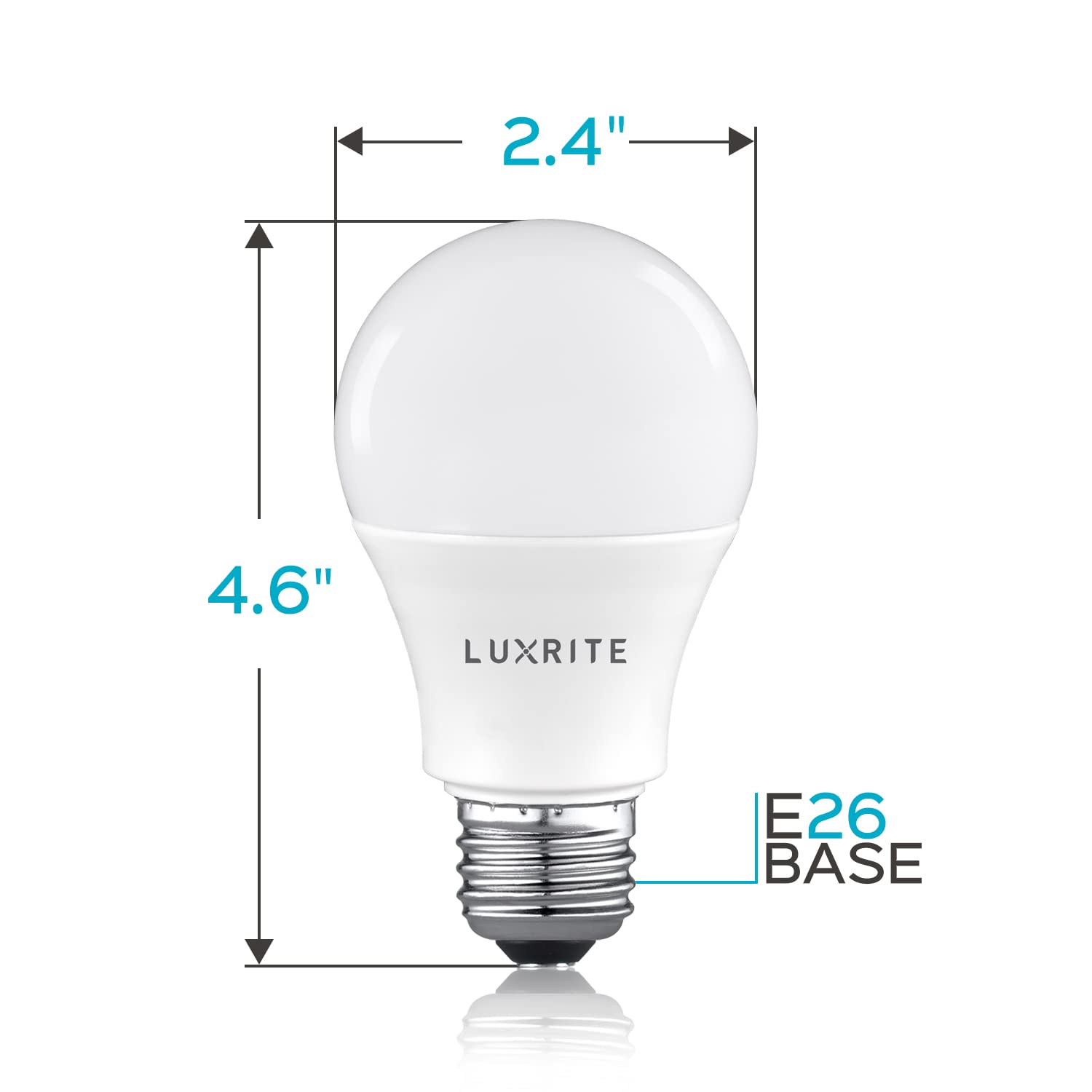 LUXRITE A19 LED Light Bulb 100W Equivalent, 5000K Bright White Non-Dimmable, 1600 Lumens, Standard LED Bulb 15W, E26 Medium Base, UL Listed, Perfect for Table Lamps and Home Lighting (6 Pack)