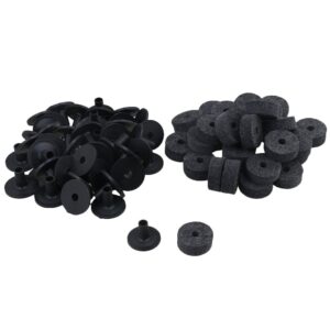 Yibuy Black Drum Set Replacement Parts Felt Washers + Plastic Long Flanged Cymbal Sleeves Pack of 20