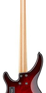 Yamaha TRBX604 4-String Flamed Maple Bass Guitar, Dark Redburst