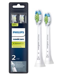 Philips Sonicare Genuine W DiamondClean Replacement Toothbrush Heads, 2 Brush Heads, White, HX6062/65