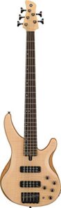 yamaha trbx605 5-string flamed maple bass guitar, natural satin