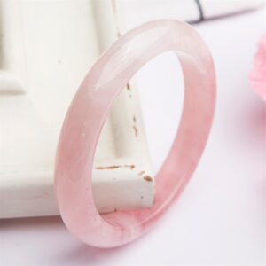 LiZiFang Pink Natural Rose Quartz Crystal Bangle Bracelet Inner Diameter 59mm