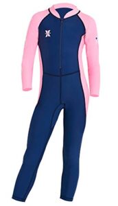 girls sun suit long sleeve uv sun protection swimsuit one piece stretch full coverage wetsuit swimwear navy s