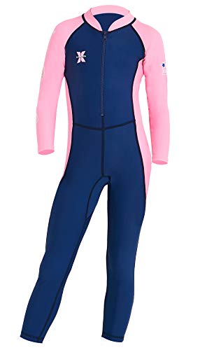 Girls Sun Suit Long Sleeve UV Sun Protection Swimsuit One Piece Stretch Full coverage Wetsuit Swimwear Navy S