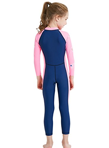 Girls Sun Suit Long Sleeve UV Sun Protection Swimsuit One Piece Stretch Full coverage Wetsuit Swimwear Navy S