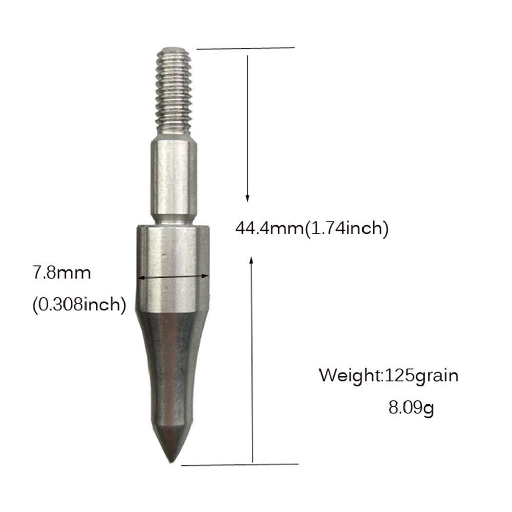 AMEYXGS 12 Pack 100/125/150 Grain Screw in Field Point Archery Bullet Points Stainless Steel Arrow Tips for Targeting Practice (125 Grain)