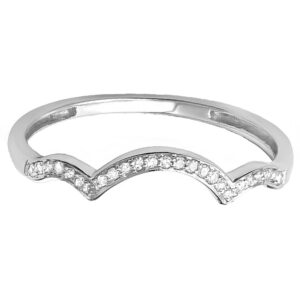 Dazzlingrock Collection 0.10 Carat (ctw) Round White Diamond Stackable Wedding Contour Band in 10K White Gold Size 5