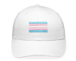 fundraising for a cause | transgender awareness hat in white w/rectangle pride flag (1 hat - retail)