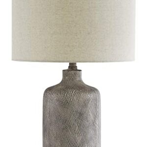 Signature Design by Ashley Linus Modern 25" Ceramic Table Lamp, Natural Stone Finish