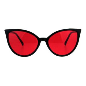 SA106 Womens Oversized Cat Eye Goth Pop Color Lens Plastic Sunglasses Red