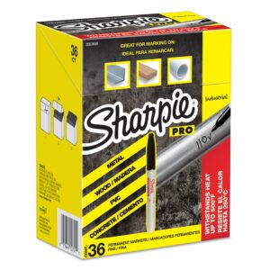 sharpie industrial permanent markers, fine tip, black, 36 count