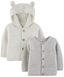 simple joys by carter's baby 2-pack neutral knit cardigan sweaters, grey, 12 months