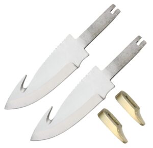 whole earth supply (set of 2) custom blank guthook knife making hunter blade w/brass guard bolster blsm02