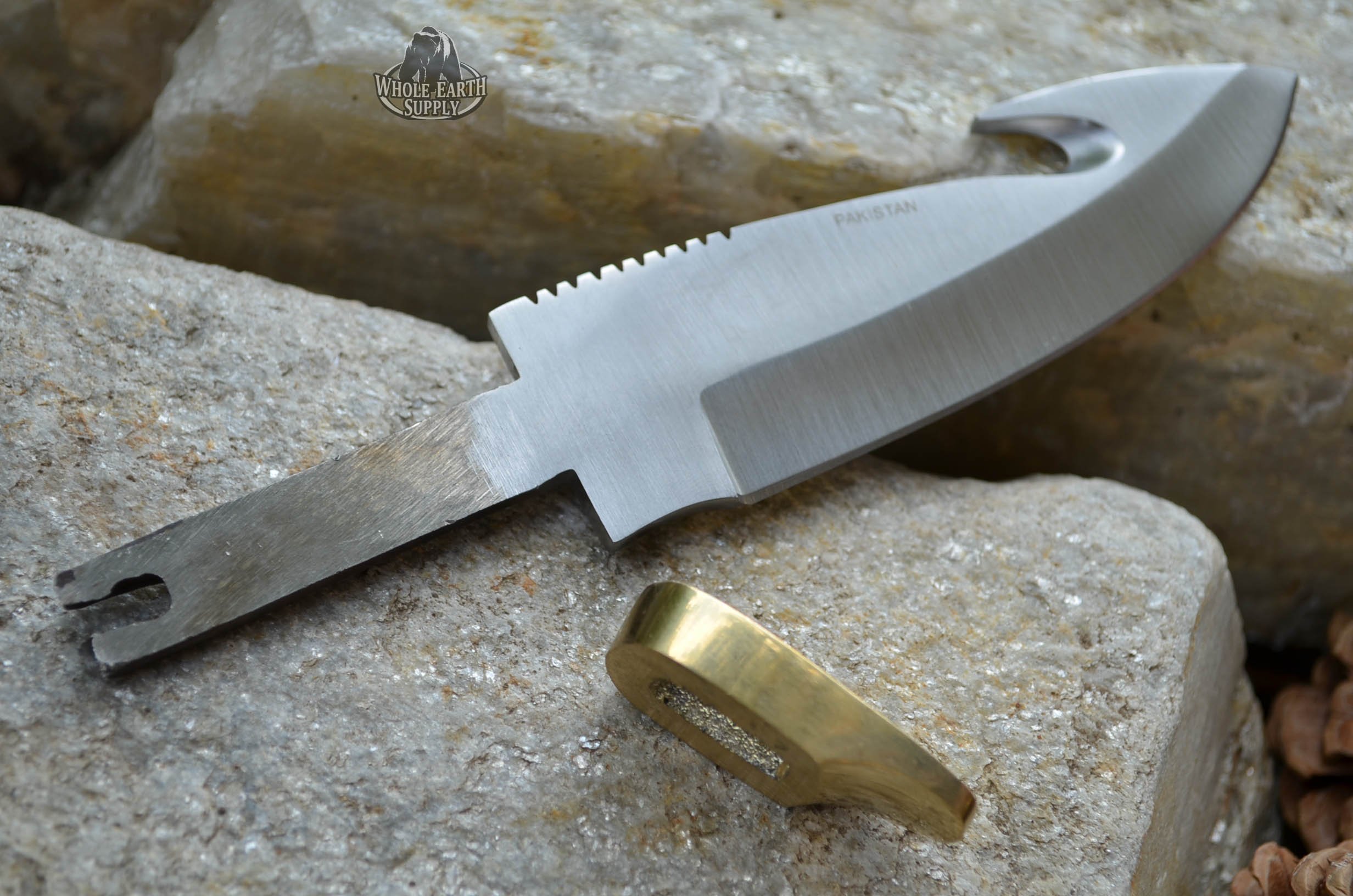 Whole Earth Supply (Set of 2) CUSTOM BLANK Guthook Knife Making Hunter Blade w/Brass Guard Bolster BLSM02