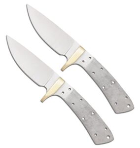 whole earth supply (set of 2) custom blank knives knife blade drop point 6 1/2in w/brass guard bolster bl013