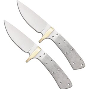 Whole Earth Supply (Set of 2) CUSTOM BLANK Knives Knife Blade Drop Point 6 1/2in w/Brass Guard Bolster BL013