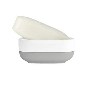 Joseph Joseph 70511 Slim Compact Soap Dish with Drain, Gray, 7.1 x 3.6 x 8.4 cm