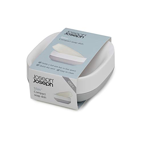 Joseph Joseph 70511 Slim Compact Soap Dish with Drain, Gray, 7.1 x 3.6 x 8.4 cm