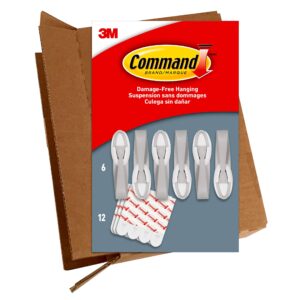 Command Cord Bundlers, Damage Free Hanging Cord Organizer, No Tools Cord Bundler for Hanging Electrical Cables, 6 Gray Cord Bundlers and 12 Command Strips