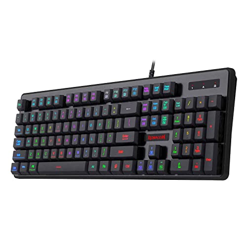 Redragon K509 RGB-Backlit Gaming Keyboard,104 Keys Wired Mechanical Feeling Low Profile Quiet Keyboard, Spill-Resistant, Anti-Ghosting, Compatible with Windows,macOS, PS4/5, Xbox. Black