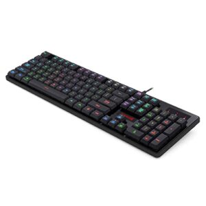 Redragon K509 RGB-Backlit Gaming Keyboard,104 Keys Wired Mechanical Feeling Low Profile Quiet Keyboard, Spill-Resistant, Anti-Ghosting, Compatible with Windows,macOS, PS4/5, Xbox. Black