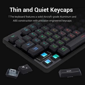 Redragon K509 RGB-Backlit Gaming Keyboard,104 Keys Wired Mechanical Feeling Low Profile Quiet Keyboard, Spill-Resistant, Anti-Ghosting, Compatible with Windows,macOS, PS4/5, Xbox. Black