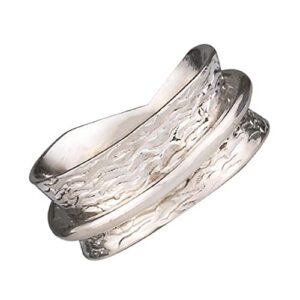 ENERGY STONE Simplicity Sterling Silver Meditation Spinner Ring (Style US63) (9.5)