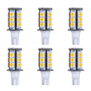 Makergroup T5 T10 Wedge Base LED Light Bulb High Brightness 12VAC/DC 3Watt 2700K-3000K Warm White Color for Outdoor Landscape Lighting Deck Stair Step Path Lights and RV Lights Pack of 6