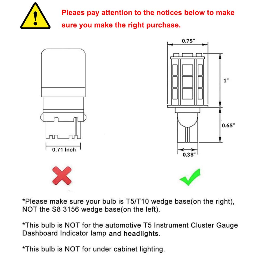 Makergroup T5 T10 Wedge Base LED Light Bulb High Brightness 12VAC/DC 3Watt 2700K-3000K Warm White Color for Outdoor Landscape Lighting Deck Stair Step Path Lights and RV Lights Pack of 6