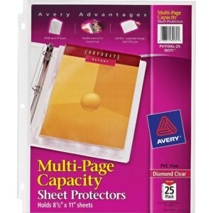 Avery(R) Multi-Page Capacity Sheet Protectors, 8 1/2in. x 11in, Top Loading, Pack of 25