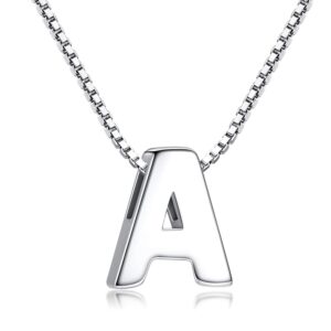 CANDYFANCY A Initial Necklace 925 Sterling Silver Letter Pendant Personalized 26 Alphabet Necklace for Women Men Gift with 18" Box Chain